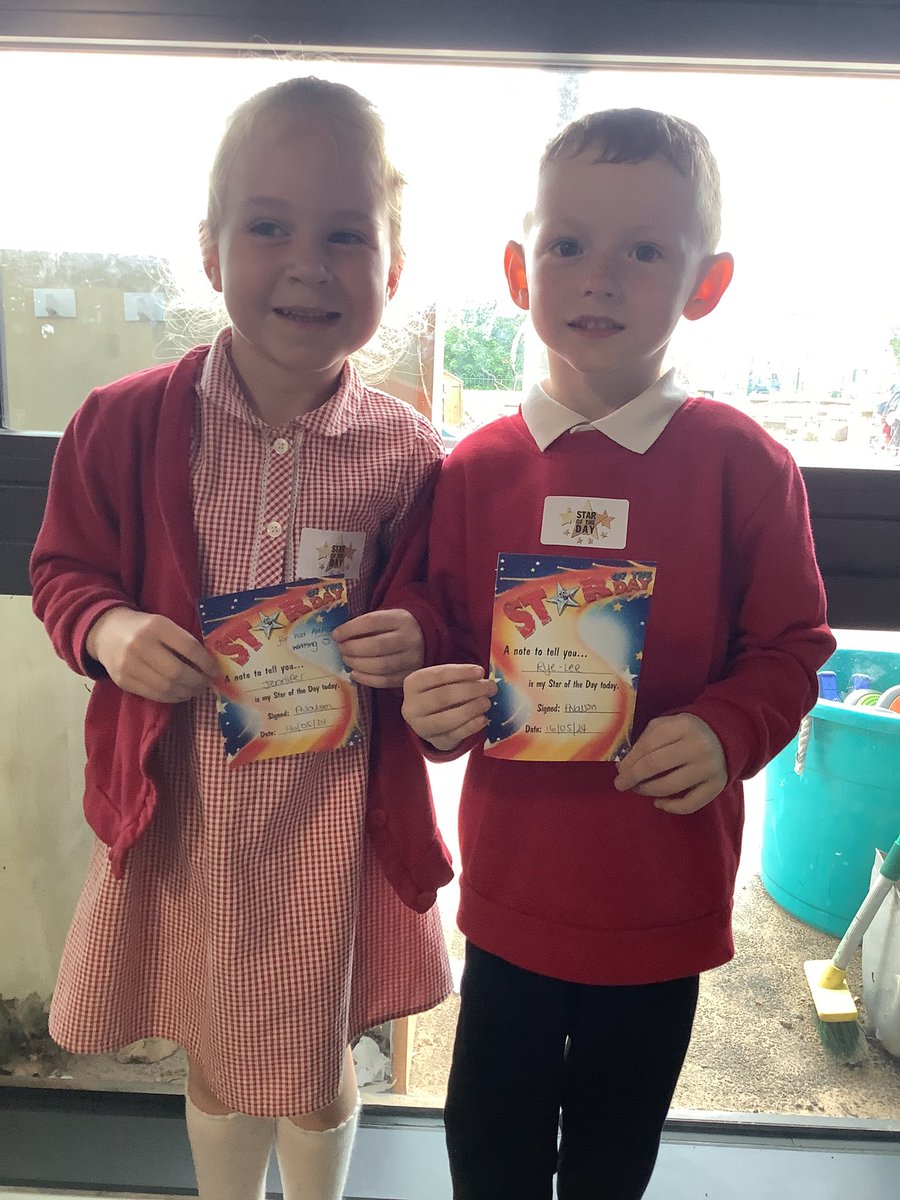 Miss Nalson couldn’t pick just one Star of the Day today 🙈 - she had to pick two! ⭐️ ⭐️ Well done to Jennifer who did some absolutely amazing writing today and also to Rye-Lee who always tries his best in school and is a kind friend 🥰 #Reception