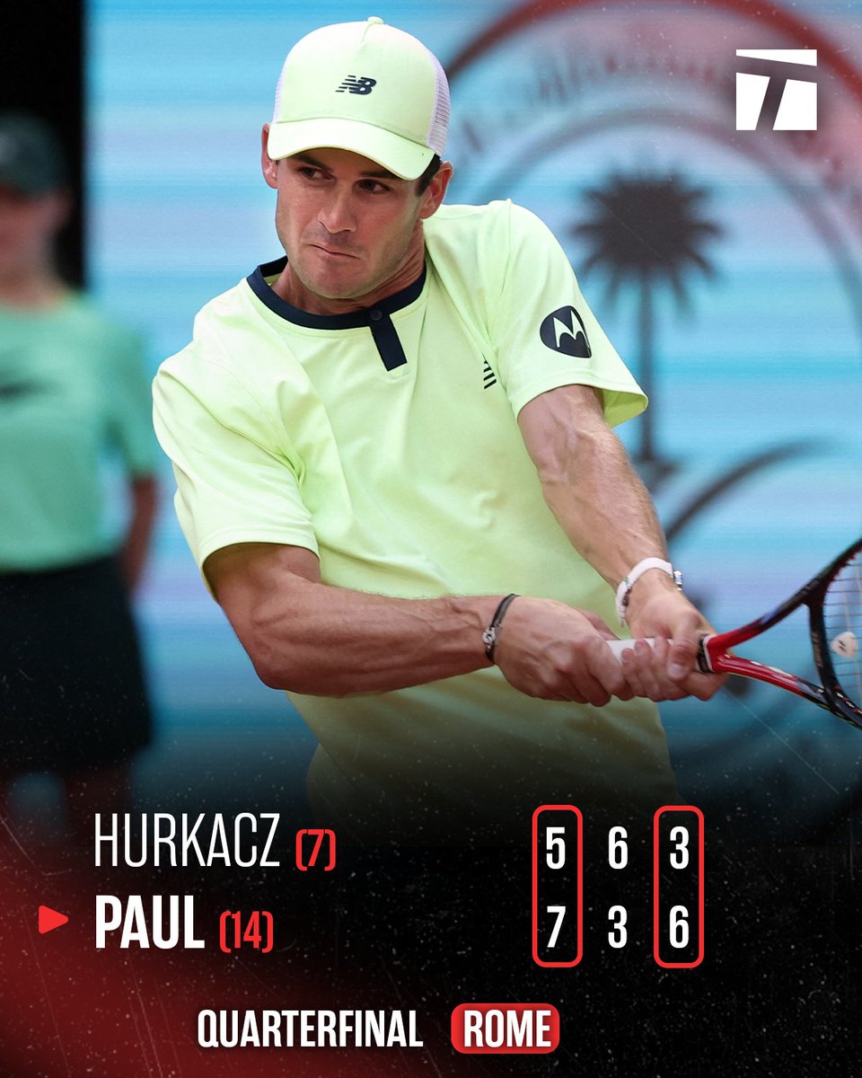 Securing his spot in the semifinals in Rome! 🔏 

American @TommyPaul1 comes up clutch in the end and defeats Hubert Hurkacz.

#IBI24