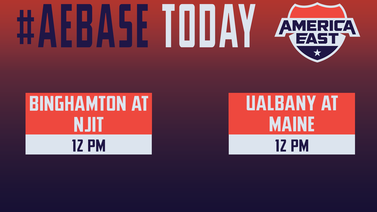 The #AEBASE regular season finale! All the action starts at 12 pm 🔥 @BinghamtonBASE at @NJTechBaseball @UAlbanyBaseball at @MaineBaseball 📅: bit.ly/aebase_composi…