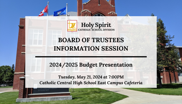 The @HolySpiritRCSD Board of Trustees are holding an open information session for the '24/'25 Budget. The event will be held at 7pm on Tuesday May 21 at the @cchschool East Campus Cafeteria. Please join in-person or virtually! meet.google.com/vni-amyj-hiz?h… #IBelieveInCatholicEd #hs4