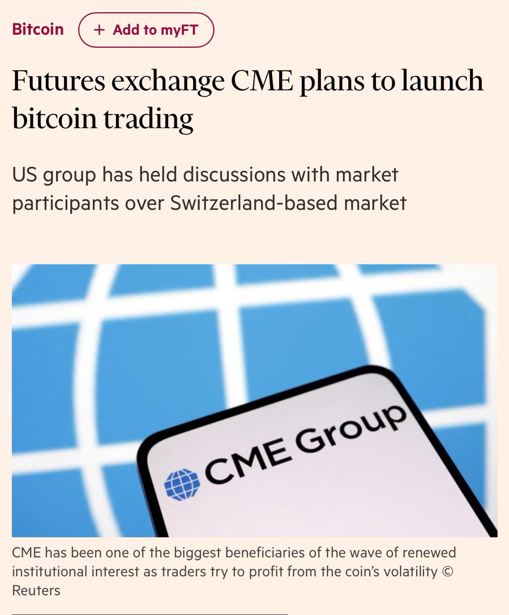 CME launching a spot $BTC market