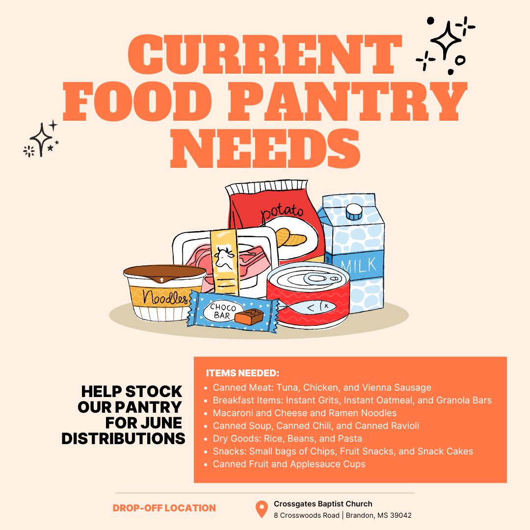 Our food pantry has provided food for hundreds of individuals so far this year! We need your help restocking the pantry for our June distributions. Refer to the items needed listed in the graphic when you are making your shopping list. Thanks for your generosity! #OneHope #hope
