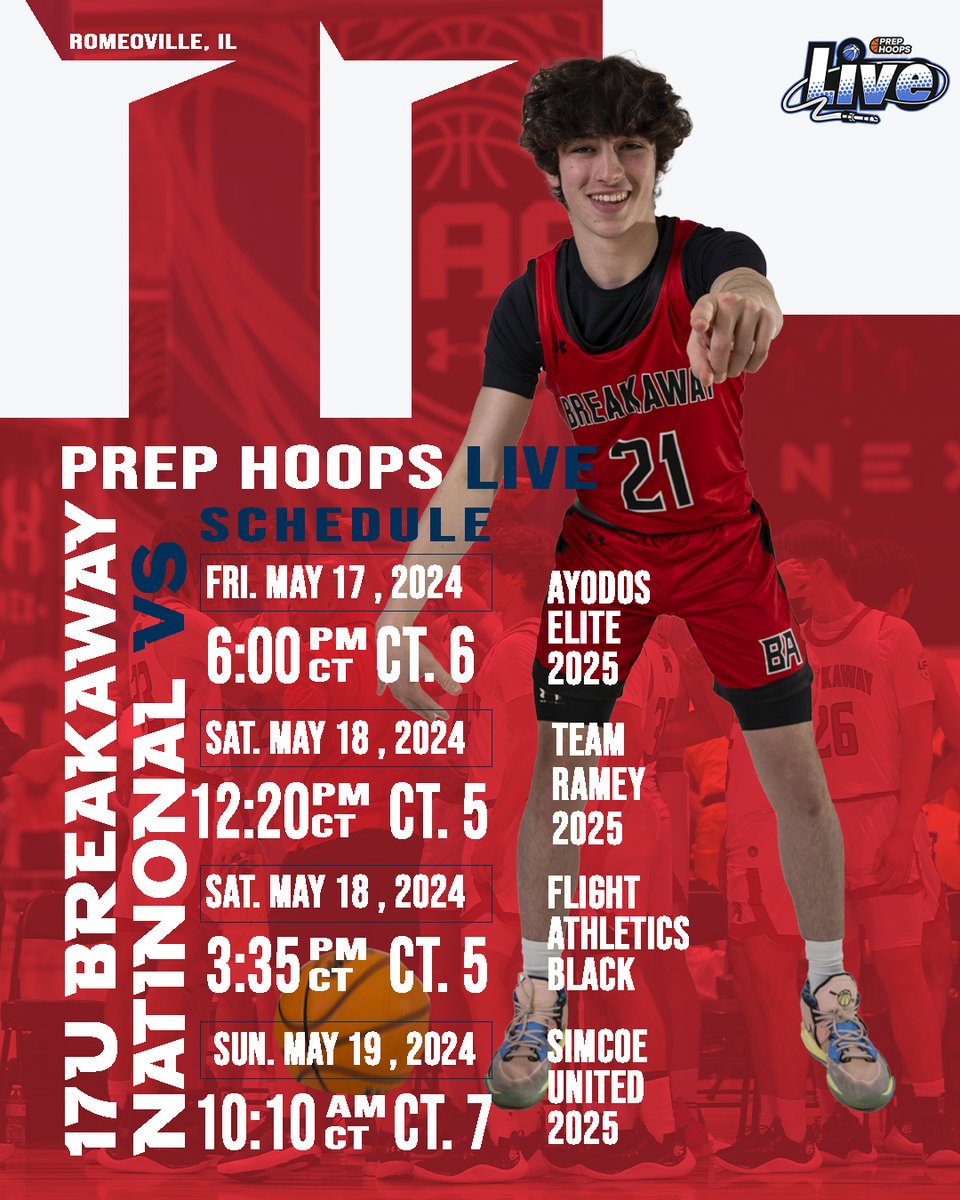 17U National Prep Hoops Live Schedule:     

#GetBetter #BreakawayBasketball