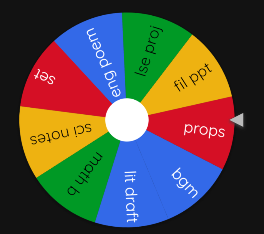 mypuffiess's tweet photo. workload so bad this week i can spin the wheel it https://t.co/QWYYWhv95z