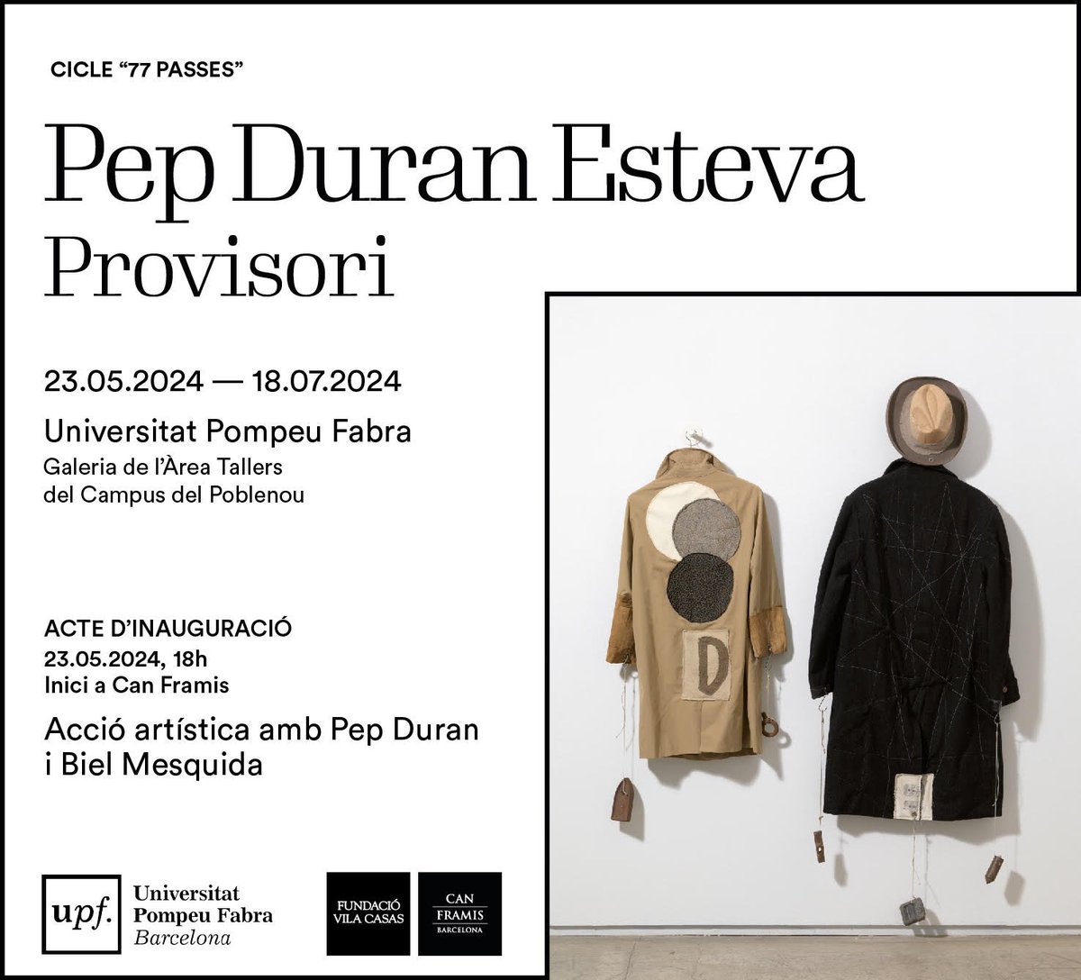 La #UPFBarcelona i la Fundació @vilacasas inauguren una mostra de #PepDuran amb una acció artística per traslladar pel carrer algunes de les seves peces. 👉 tuit.cat/31jvA @comunicacioUPF @CulturaUPF