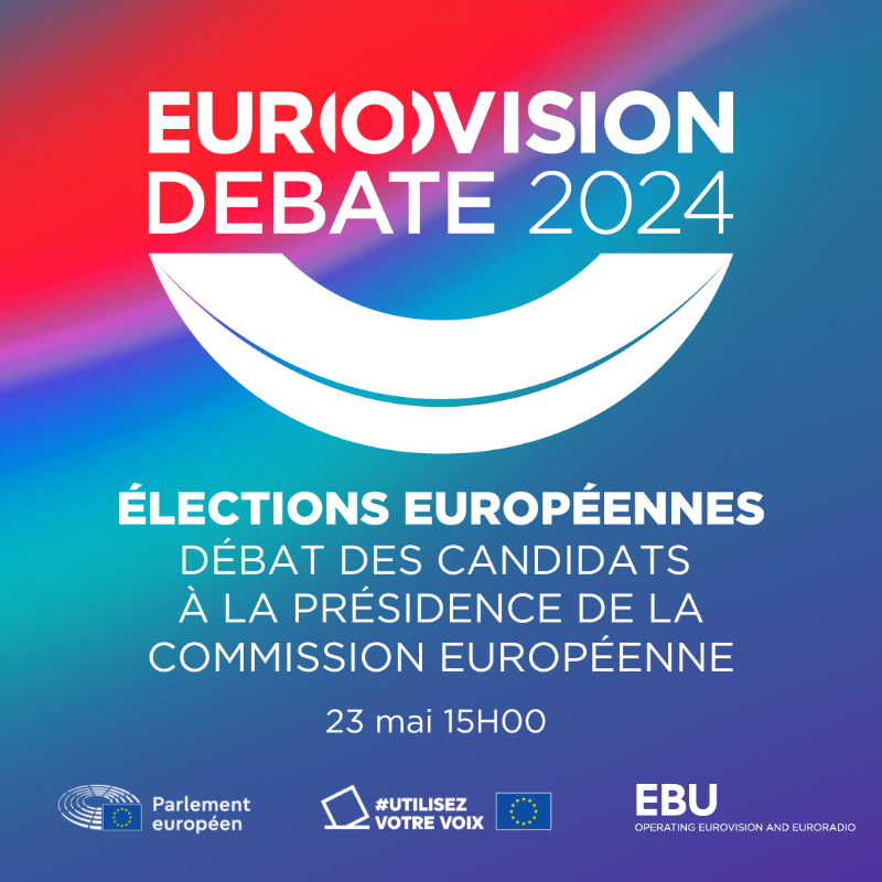 Qui sera le ou la prochain.e président.e de la Commission européenne ? 🔍 Découvrez les candidat.e.s de chaque parti européen lors de l'#eurovisiondebate2024 : 🗓️ 23 mai ⏰ 15H #UtilisezVotreVoix #élections #européennes2024
