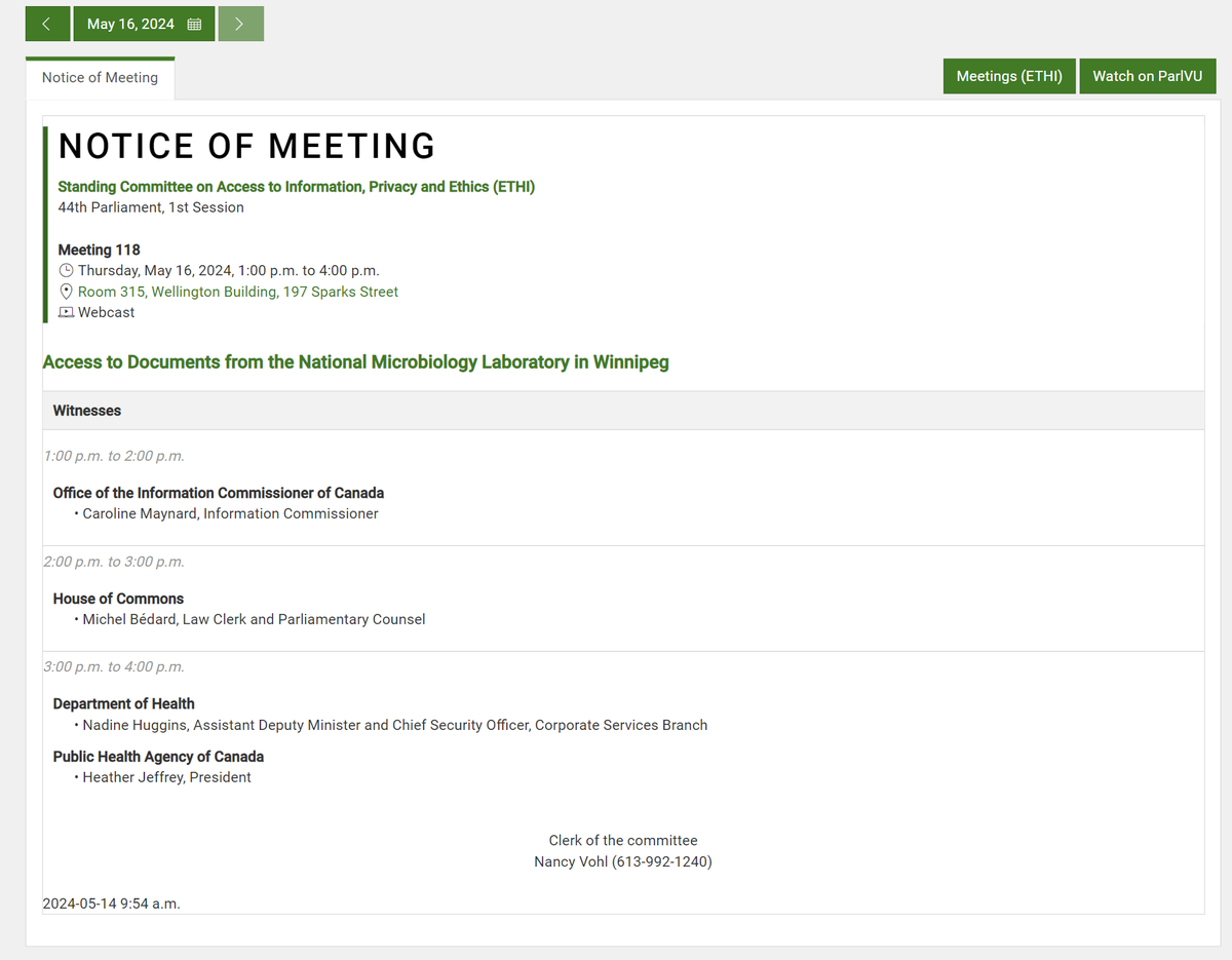 HAPPENING TODAY The Ethics Committee will hear from the Public Health Agency of Canada about why Justin Trudeau's government fought tooth and nail for three years to cover up the massive national security breach at the Winnipeg Lab. More to come.