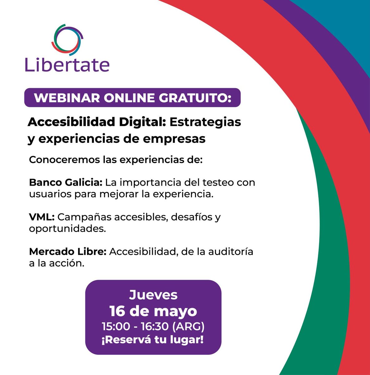 También compartiré espacio para hablar sobre '#Accesibilidad, de la auditoría a la acción', en el evento de Libertate.

15hs ARG. Inscribite sin cargo en: lnkd.in/dmEaF9kC