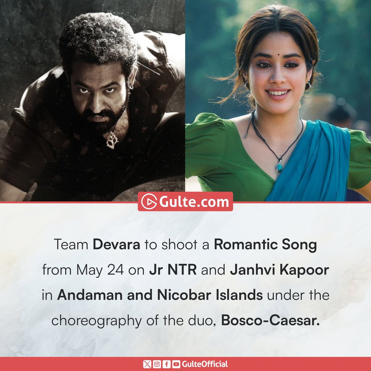#GulteExclusive : Team #Devara to shoot a romantic song for 7 days starting from May 24. #JrNTR #JanhviKapoor