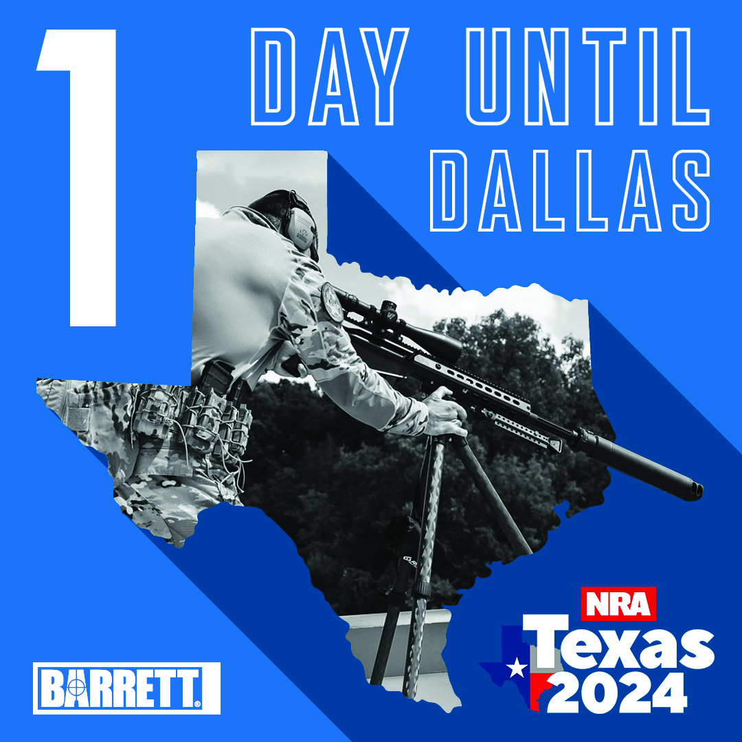 Barrett will be @nra with its 2024 lineup. See you
 tomorrow at the show! 
#barrettfirearms #TheLeaderInLongRange #NRA
#booth8240 #tradeshows #2A