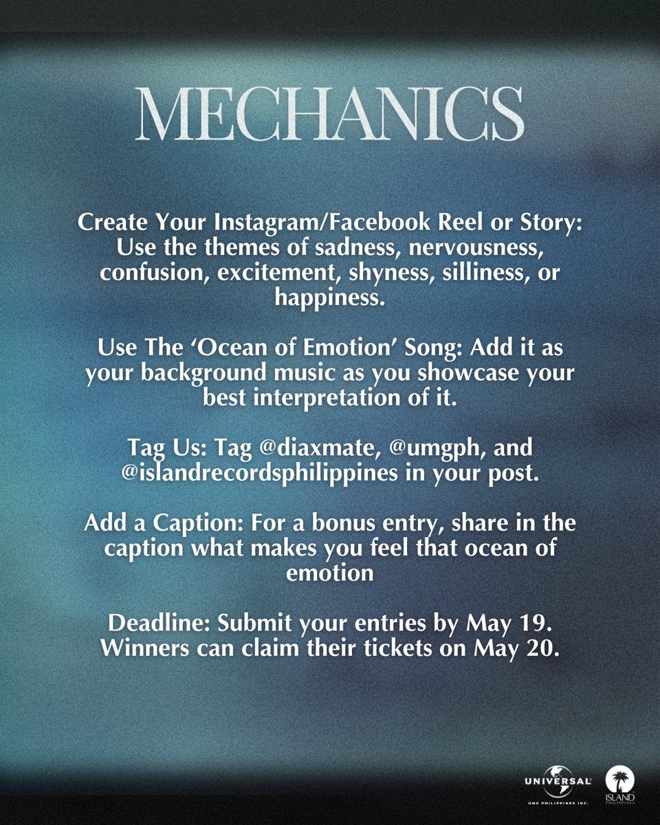 🔔 MISS UNIVERSE TICKET GIVEAWAY 🔔 Join @diaxmate and express your “Ocean of Emotion” for a chance to watch Miss Universe 2024 live in person!! ➡️ Swipe left to read the mechanics #umgph #diamate #missuniverse #missuniversephilippines #ticketgiveaway
