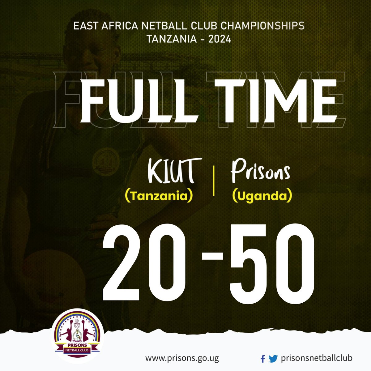 UGPrisonNetball's tweet photo. Prisons Netball Club dominates KIUT with a convincing 50-20 win.

Next up, a highly anticipated match against long-time rivals NIC tomorrow morning. https://t.co/7dCSUdxxFs