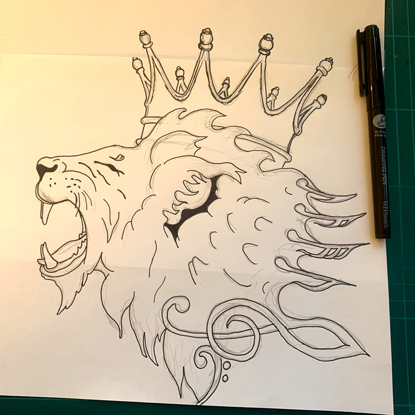 CreativeBrock's tweet image. As part of my process I then use the trusty ol blank ink pens to draw in the details and definite lines. Sometimes I lose the black completely in the final design if needed but it gives me a workable black and white image as a base template. #davidbrockcreative #graphicdesigner