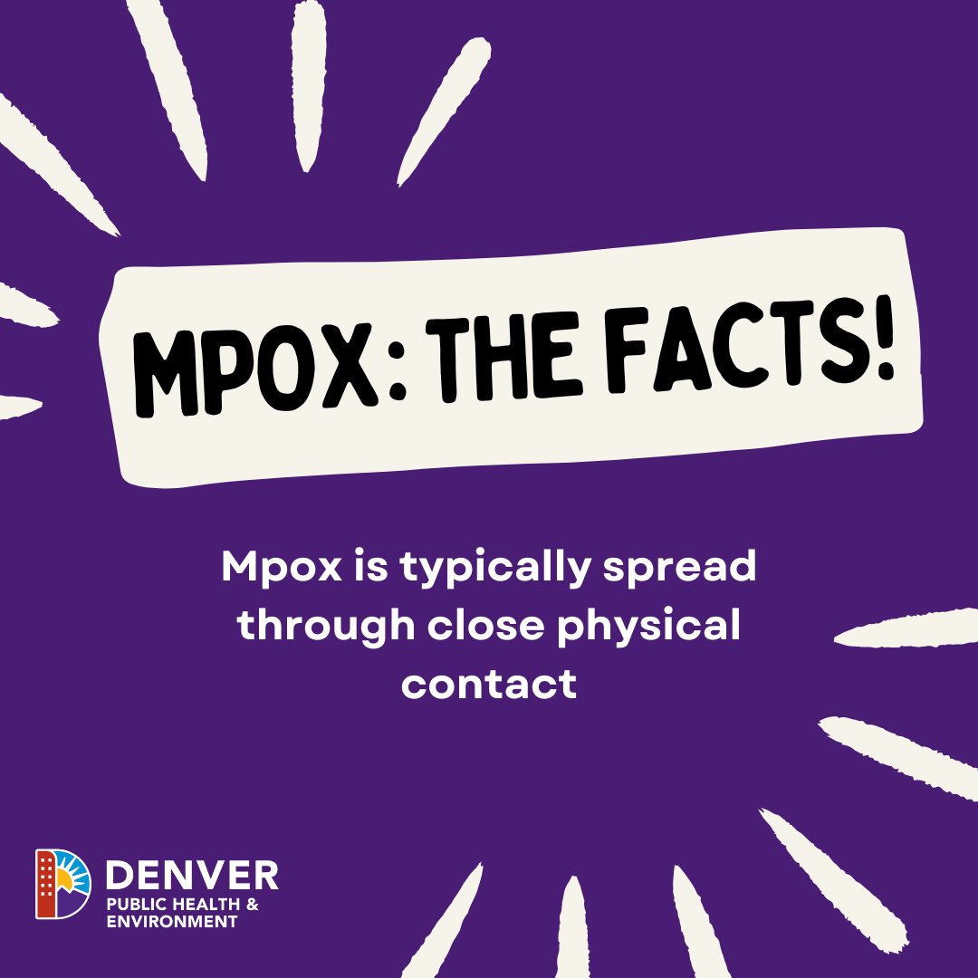 Close physical contact may include sexual contact of any kind, kissing, cuddling, or sharing clothes/bedding with someone who is sick. Get the facts ✔️about mpox at  denvergov.org/Government/Age… #Denver #PublicHealth #Mpox