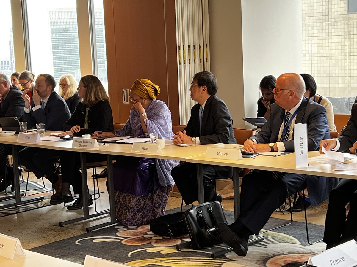 At the meeting of the GoF for Education and Lifelong Learning, cochaired by 🇳🇴 🇦🇷 🇨🇿 🇯🇵 🇰🇪, Ambassador @evasekeris highlighted🇬🇷 support to the upcoming high level events on #Education , as presented by DSG Amina Mohamed and #UNESCO ADG Stefania Giannini.