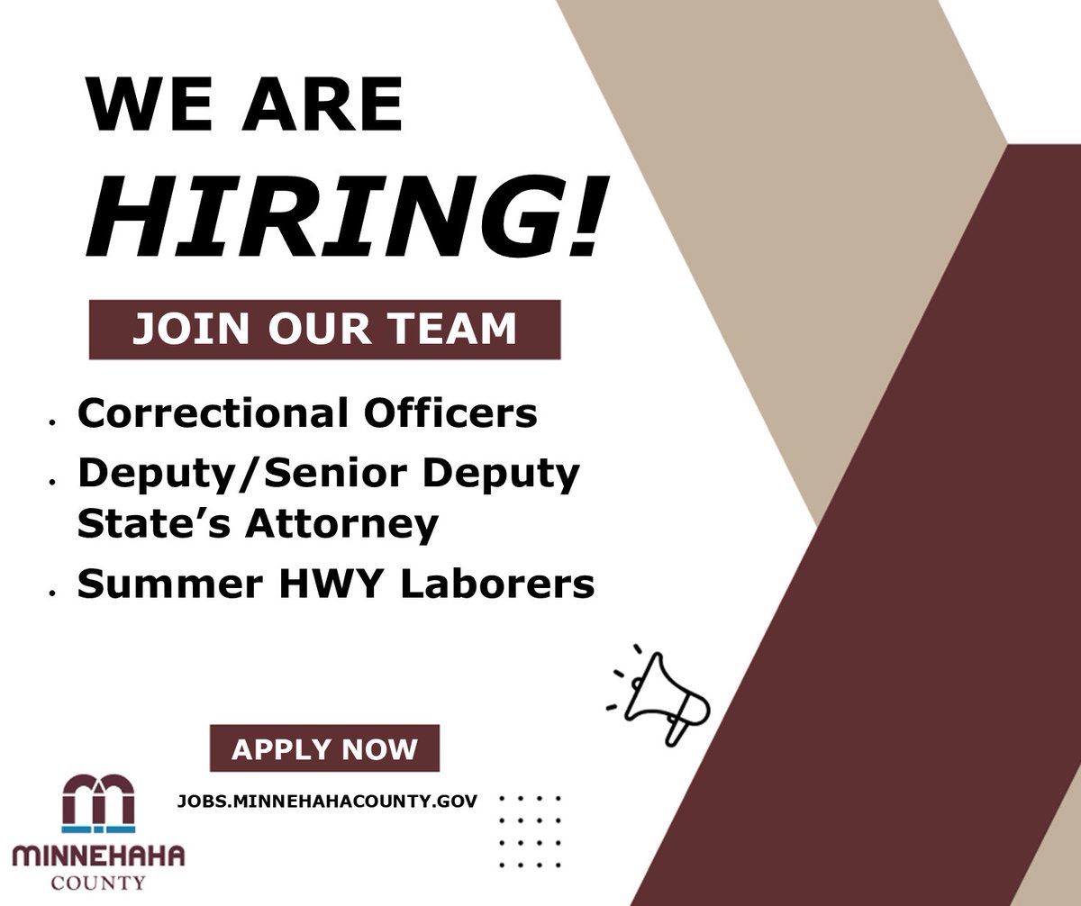 MinnehahaJobs's tweet photo. Explore new possibilities with us! We have exciting job opportunities waiting! Take the next step in your career journey and apply online: https://t.co/aZG9FIyjTr
#governmentjobs #careeropportunities #werehiring #countyjobs https://t.co/eKjyF92zcA