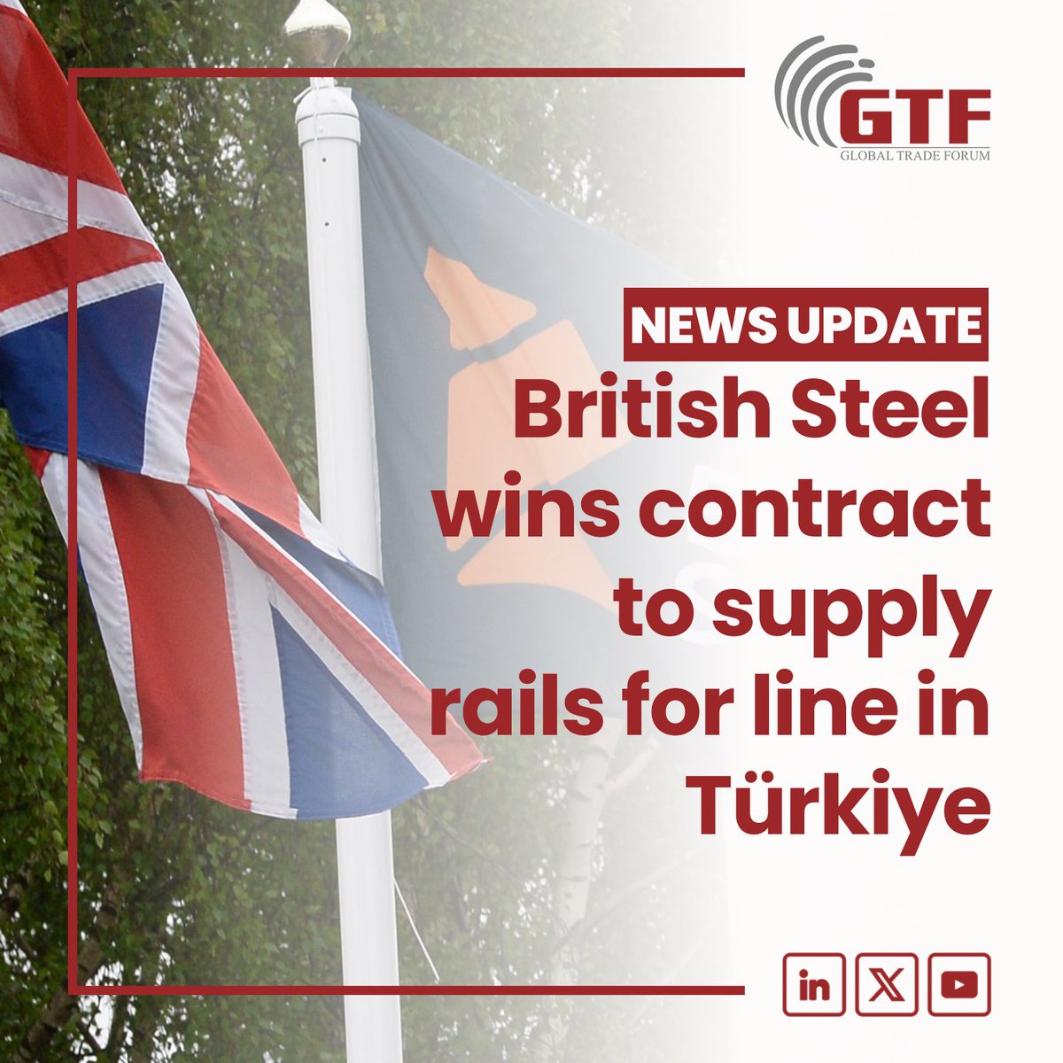 Major U.K. steelmaker British Steel announced Wednesday it has won a multimillion-pound contract to supply rails for a new high-speed electric railway in Türkiye.

#TürkiyeTrade #GTF2024 #GlobalTradeForum #EUTradeRelations #EuropeEconomy #TradeDiplomacy #TradeAlliance