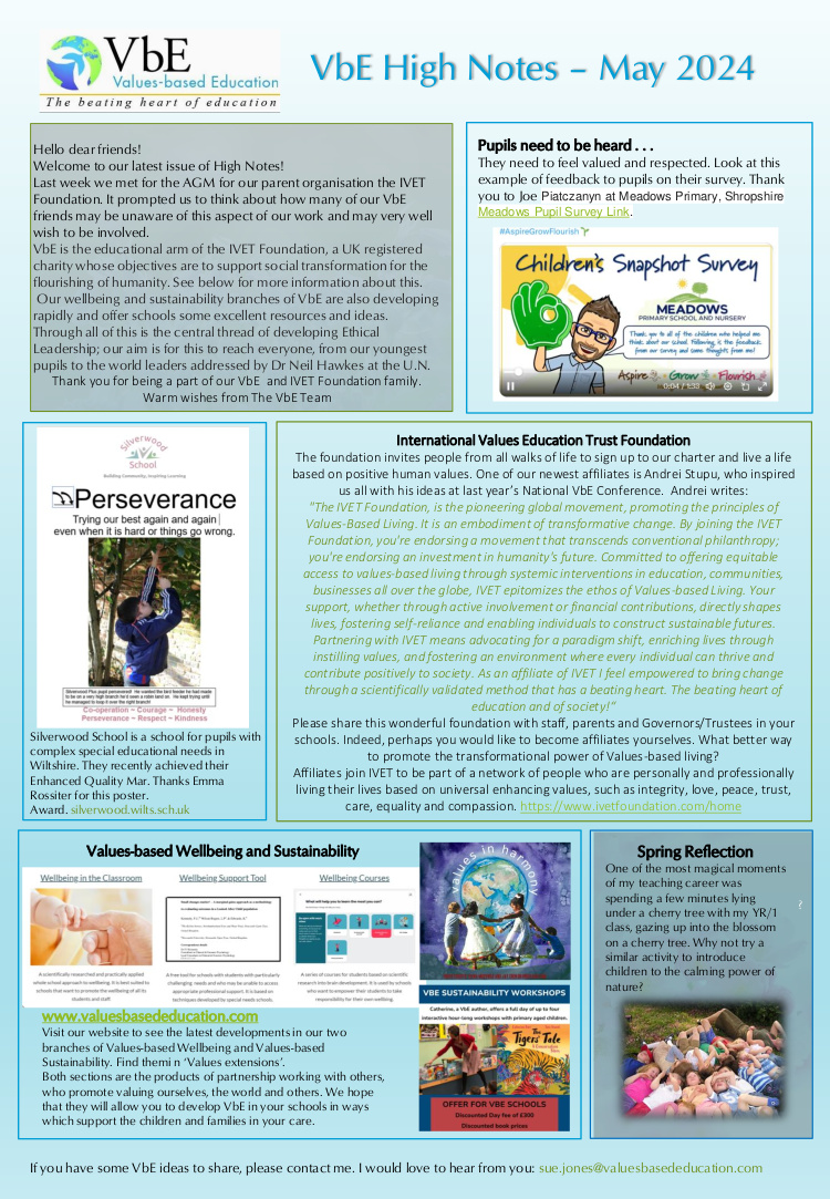 vbezone's tweet image. Our snappy May 2024 High Notes newsletter has just been published.

To download it, click the link below:
valuesbasededucation.com/resources/vbe-…

#vbezone #valuesbasededucation #valueseducation