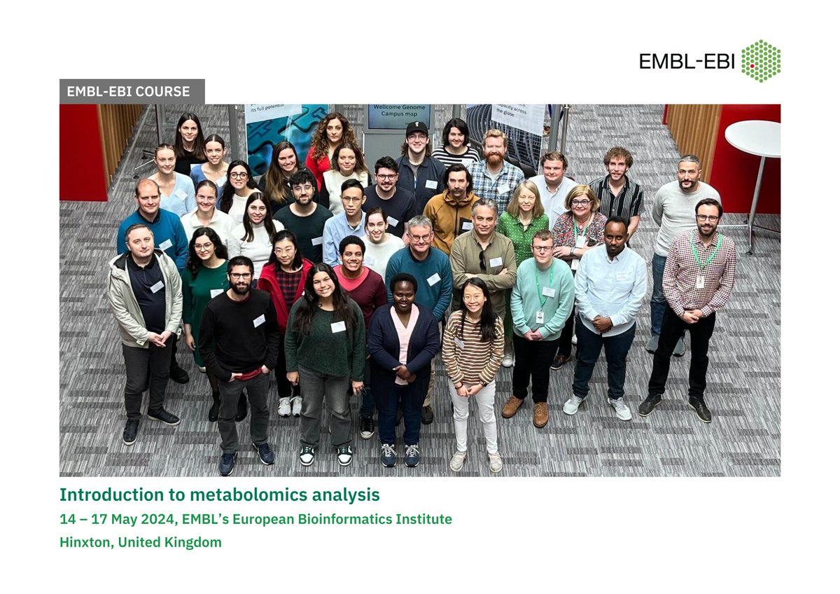 Thank you to everyone who has joined us for this week's 'Introduction to metabolomics analysis' training course. We can't wait to see what you all do next. Sign up for alerts about the 2025 course: ebi.ac.uk/training/event… #metabolomics #bioinformatics #EMBL #EMBLEBI