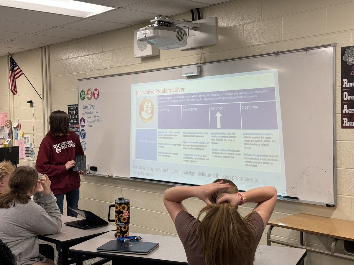 Presentations of Learning at @bchs_cougars in @arianneaustin11’s class. The reflection from this outstanding freshman student was impactful: “This is more difficult than any final I’ve had because I have to prove my learning more”. #MovingForward