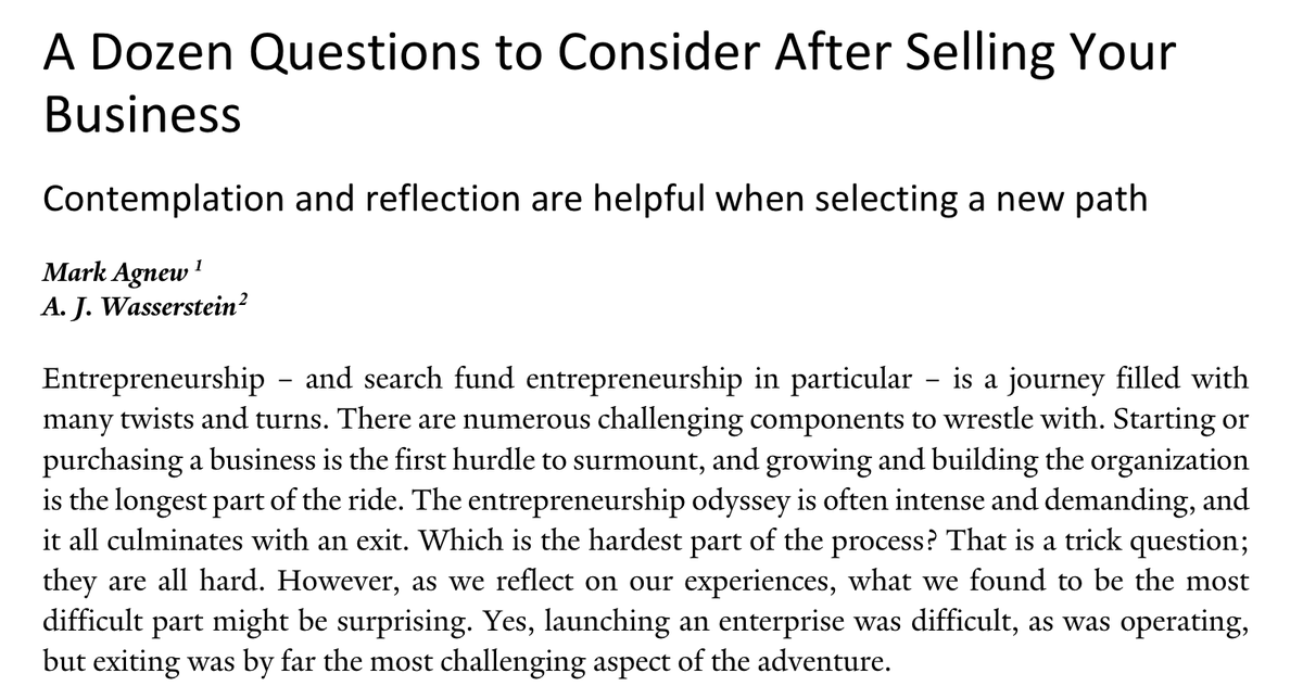 Yale's business school recently published a 6,000-word article for entrepreneurs.

The article was about 12 questions one should ask themselves after selling their business.

But these questions are essential for ANY founder starting a new business.

Let's dive in 👇🏻