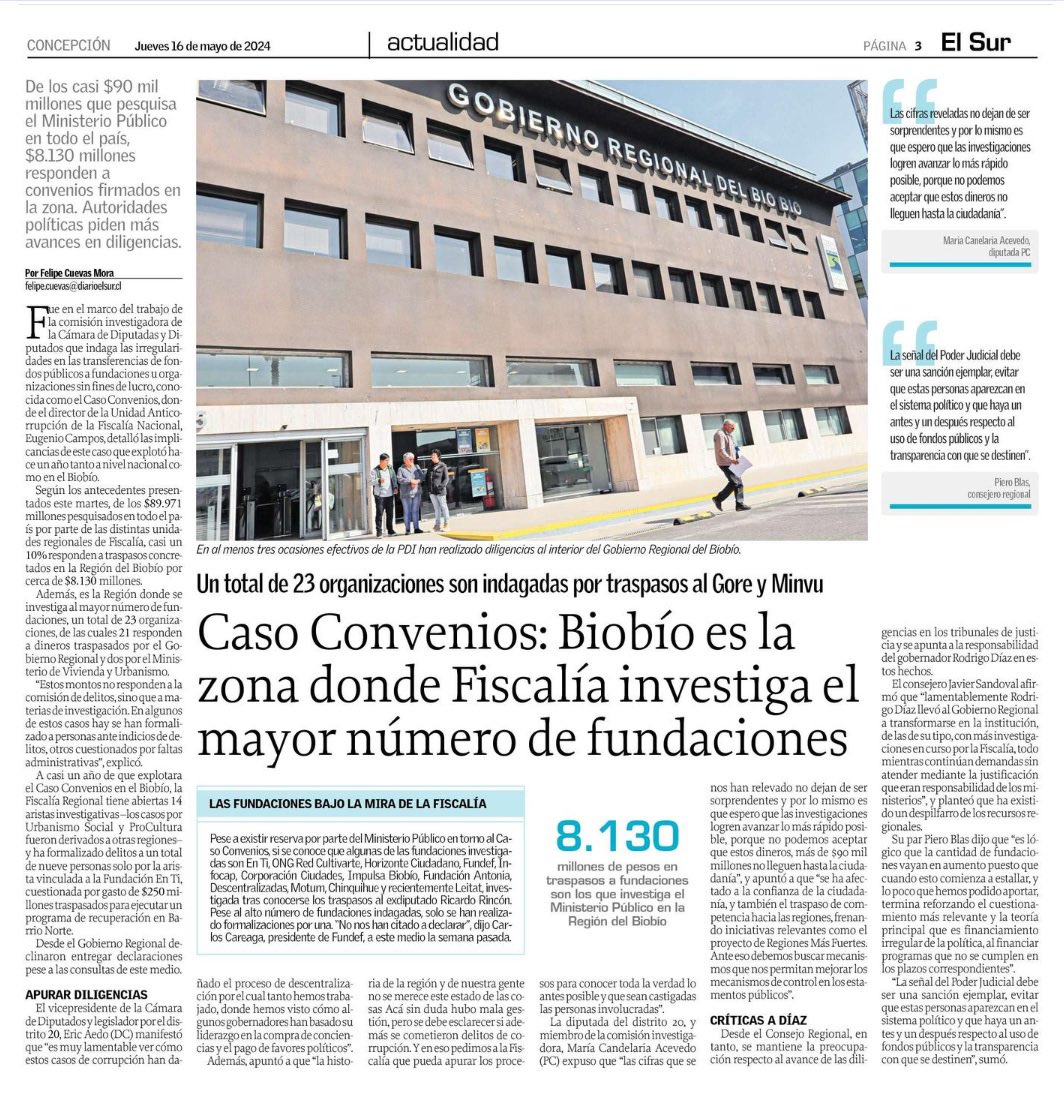 G_TORRES_H's tweet photo. A casi 6 meses de primera y únicas formalizaciones (fundación En Ti) no se ha realizado ninguna más, entre 21 casos que investiga @FiscaliaBioBio correspondientes a #GoreBiobio. Esperamos pronto se realicen otras y también se cite a COREs a prestar declaraciones @elsurcl https://t.co/C1zJH7pIxd