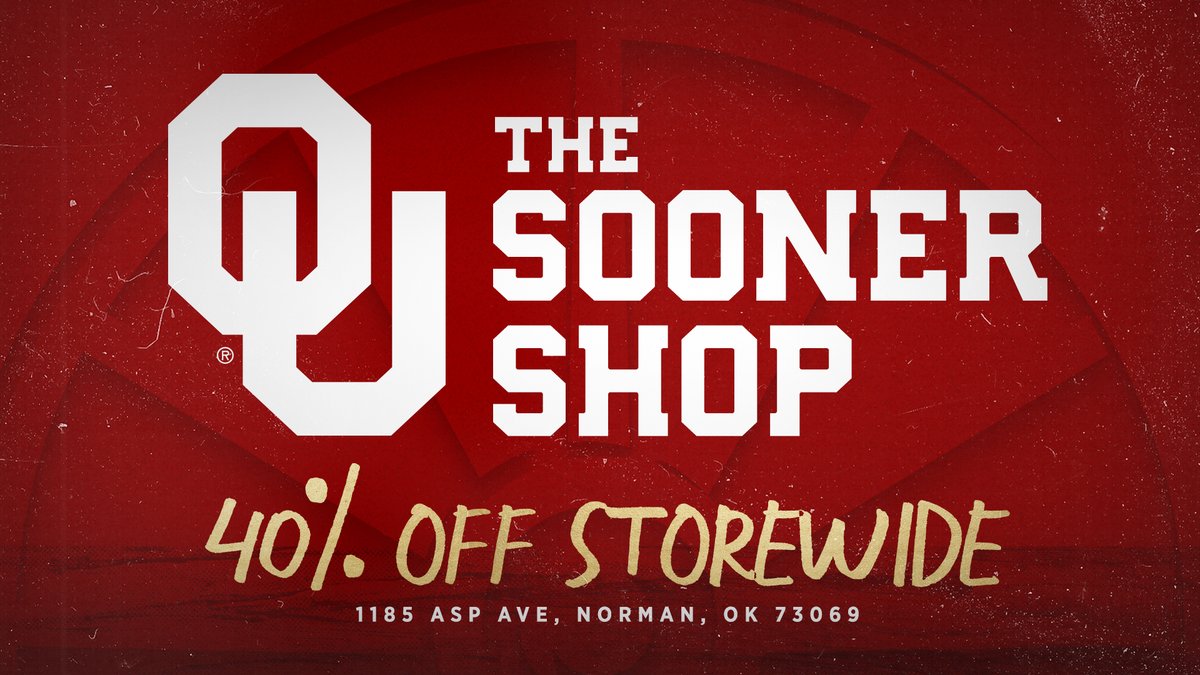 Get postseason ready and swing by The Sooner Shop for 40% off select styles!

🛍️ Today | 11am - 5pm
🛍️ Fri &amp; Sat | 10am - 5pm
🛍️ Sun | 11am - 3pm

#BoomerSooner