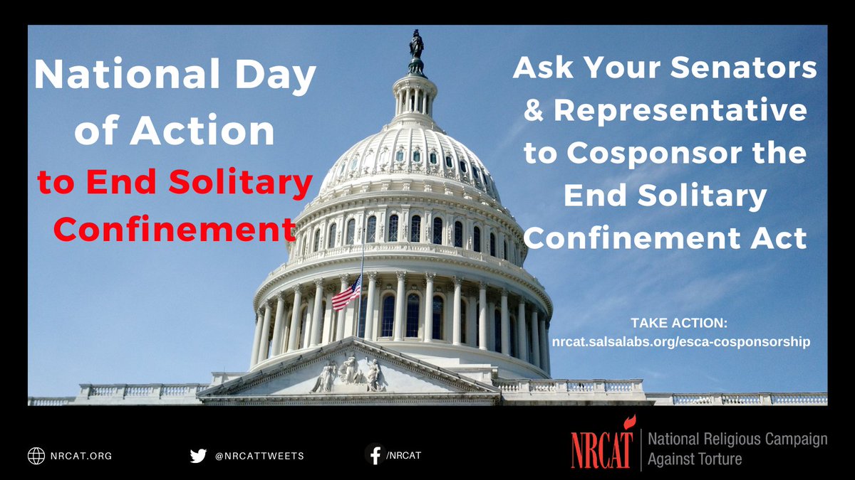 Today we are joining partners in the Fedearl Anti-Solitary Taskforce in a National Day of Action to End Solitary Confinement. Join by writing your Members of Congress to ask them to cosponsor the End Solitary Confinement Act: nrcat.salsalabs.org/esca-cosponsor…