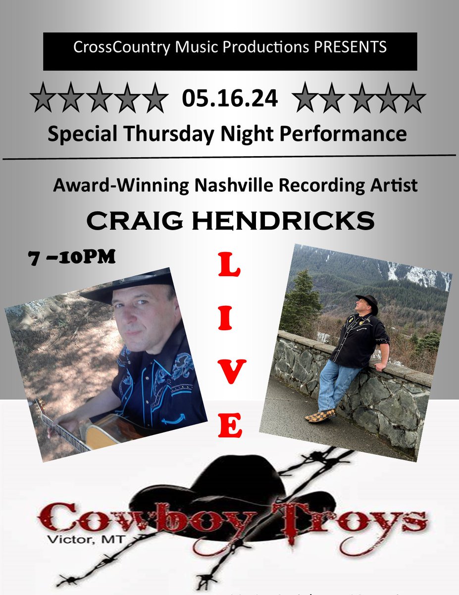tonight is the night!!! It's going down at Cowboy Troys in Victor, MT! 7pm-10pm
ya'll come!

#craighendricksmusic
#cowboytroys
#montanamusic
#honkytonk