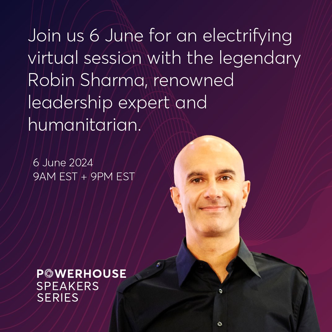 Save the date for this electrifying Powerhouse session with @RobinSharma! Mark your calendars for one or both of our Powerhouse sessions with Robin Sharma! 🗓️ 6 June 2024 9AM EST + 9PM EST Register now: events.eonetwork.org/powerhouse #EOPowerhouseSpeaker #Leadership #Enlightened