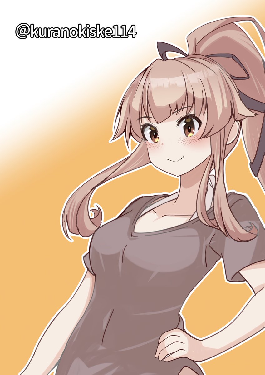 yura (kancolle) 1girl solo long hair breasts looking at viewer smile shirt  illustration images
