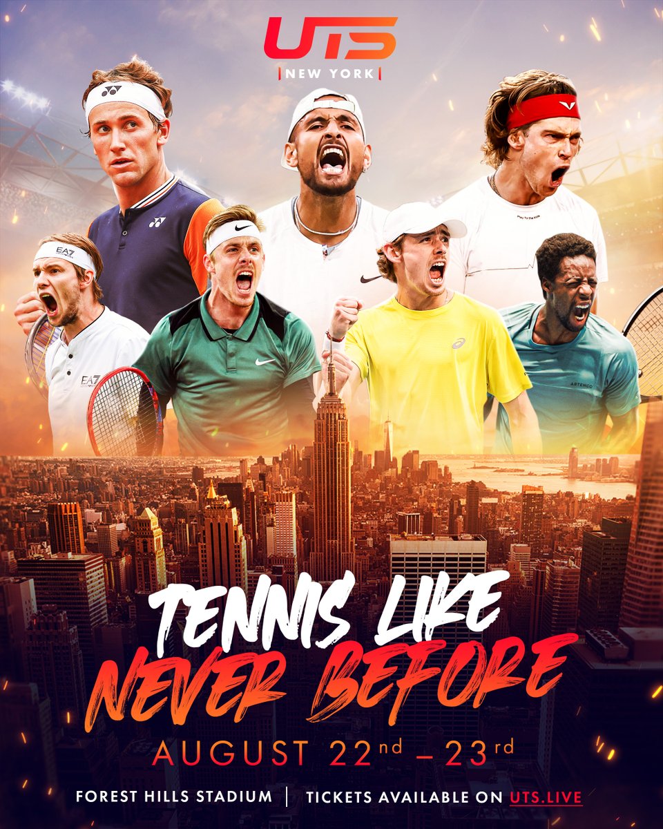 UTS New York just got even more exciting – with the addition of Alexander Bublik and @denis_shapo to the field!

Come to see them play in Forest Hills Stadium on Thursday 22nd and Friday 23rd August! You can book the tickets for the event here axs.com/series/22055/u…