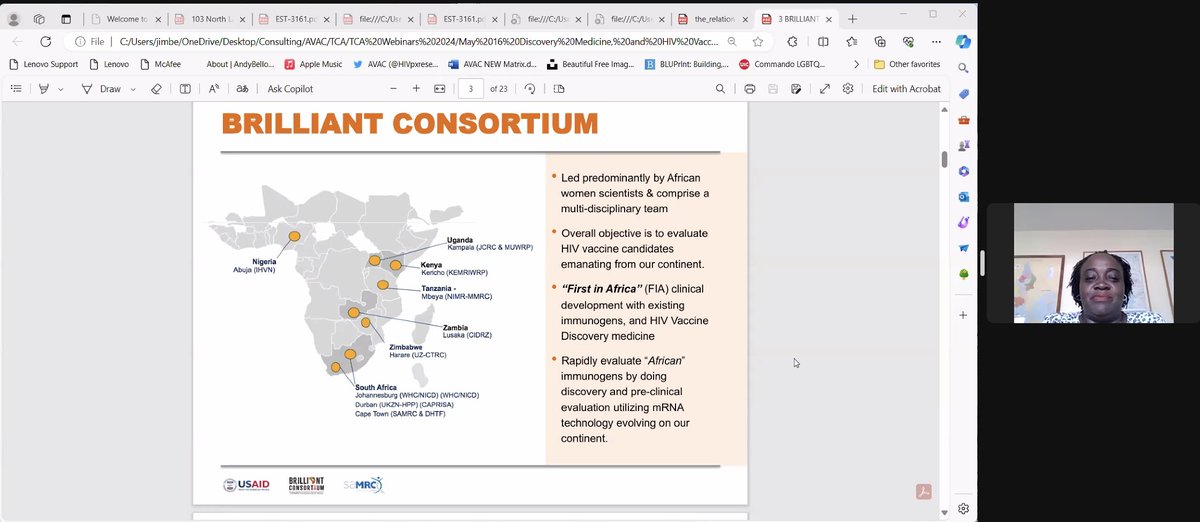 Betty Mwesigwa of @MUWRP_ shares the work of the Brilliant Consortium, an African-led consortium evaluating vaccine strategies to contribute to an effective African vaccine against HIV. Check out more about the Brilliant Consortium here! #HVAD africanalliance.org.za/brilliant-cons…