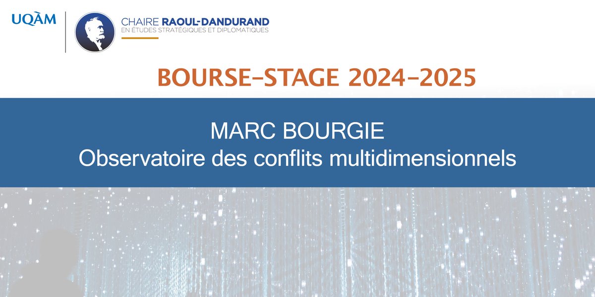 ChaireRaoulDandurand (@rdandurand) on Twitter photo ⚠️Appel à candidatures
Étudiant-e-s de 2e/3e cycle à l'<a href="/UQAM/">UQAM | Université du Québec à Montréal</a> en 2024-2025?
💻Grâce à l'appui de la fondation Marc Bourgie, l'appel à candidatures pour la coordination de l'Obs. des conflits multidimensionnels est lancé!
Infos👉dandurand.uqam.ca/wp-content/upl…
Date limite: 7 juin ⚠️Appel à candidatures
Étudiant-e-s de 2e/3e cycle à l'<a href="/UQAM/">UQAM | Université du Québec à Montréal</a> en 2024-2025?
💻Grâce à l'appui de la fondation Marc Bourgie, l'appel à candidatures pour la coordination de l'Obs. des conflits multidimensionnels est lancé!
Infos👉dandurand.uqam.ca/wp-content/upl…
Date limite: 7 juin