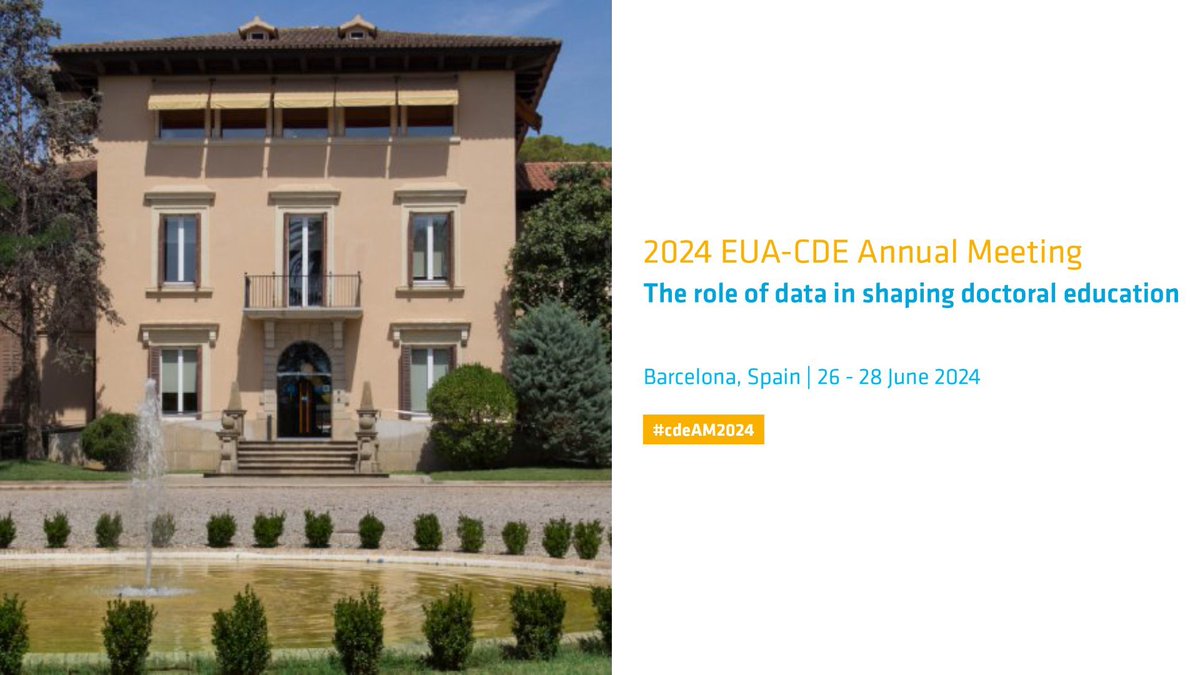 The 2024 EUA-CDE Annual Meeting, hosted by @la_UPC, will discuss the role of data in shaping doctoral education by looking into the available data and how it impacts management and strategy in this field. 🗓️26-28 June ‌doctorat.upc.edu/en/news/the-ro… ‌@DoctoratUPC @euatweets