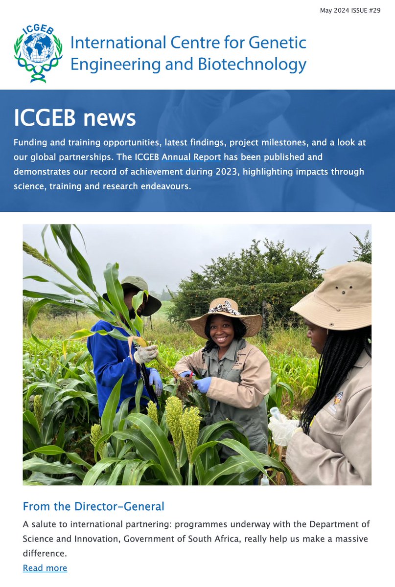Funding and Training opportunities. ICGEB Newsletter no. 29 out now: 🔗 shorturl.at/notEK