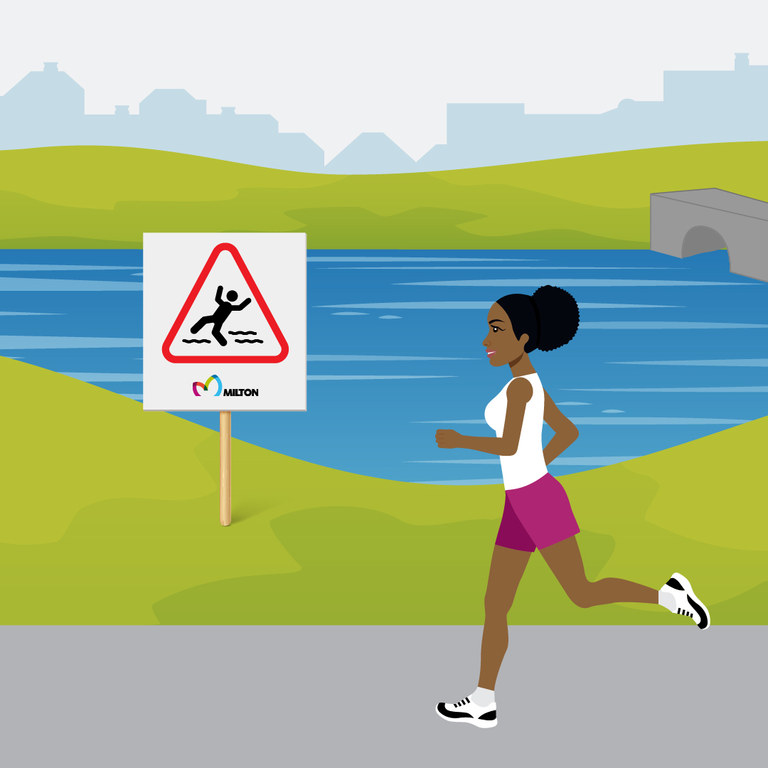 While stormwater management ponds can be scenic, we remind residents to be cautious. Stay on the designated and marked trails. Don’t allow children and pets around the pond shoreline, as it can be slippery. Learn more: milton.ca/en/living-in-m…