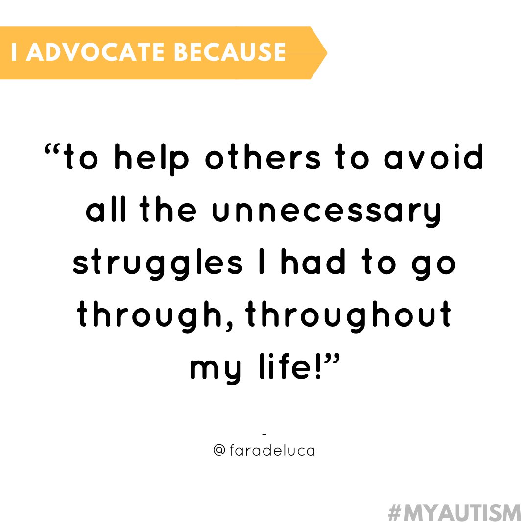 We asked, you answered. Thank you to everyone who shared why you are an #AutismAdvocate! This month, we’ll be sharing your reasons.

We’re grateful to all the amazing advocates in our community. Interested in getting more involved? Visit myautism.org