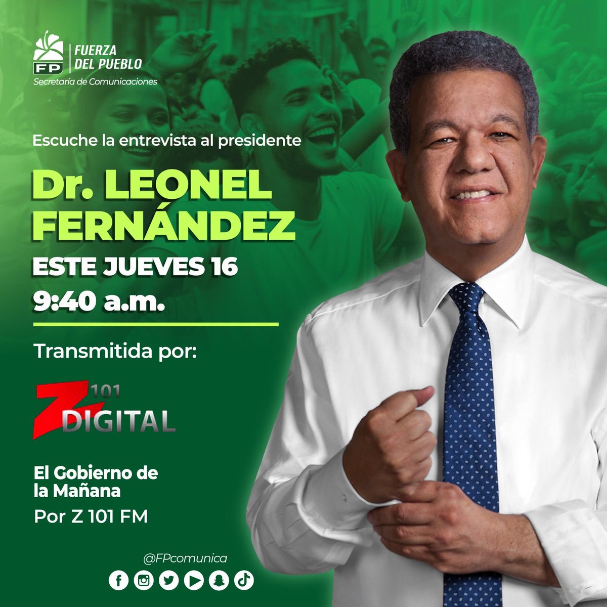 #AHORA Sintoniza el próximo Presidente ⁦@LeonelFernandez⁩ en la Z101.