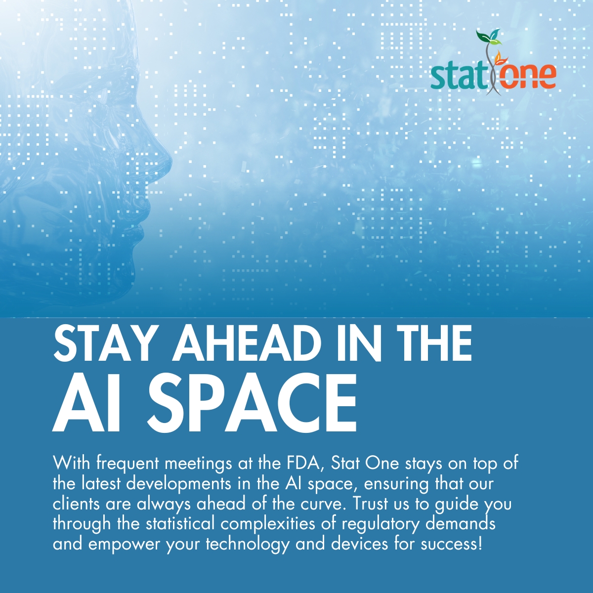 statonellc's tweet photo. Stat One can help you achieve success! #biotech #MedTech #digitalhealth #AI #machinelearning https://t.co/ADMwAGDfha