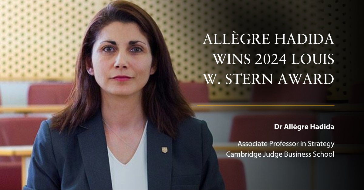 🎉Congrats to @AllegreHadida of #CambridgeJudge, awarded the prestigious 2024 Louis W. Stern Award of the American Marketing Association for co-authoring an outstanding article on marketing and channels of distribution. loom.ly/_rL0xlE #marketing @AMA_marketing