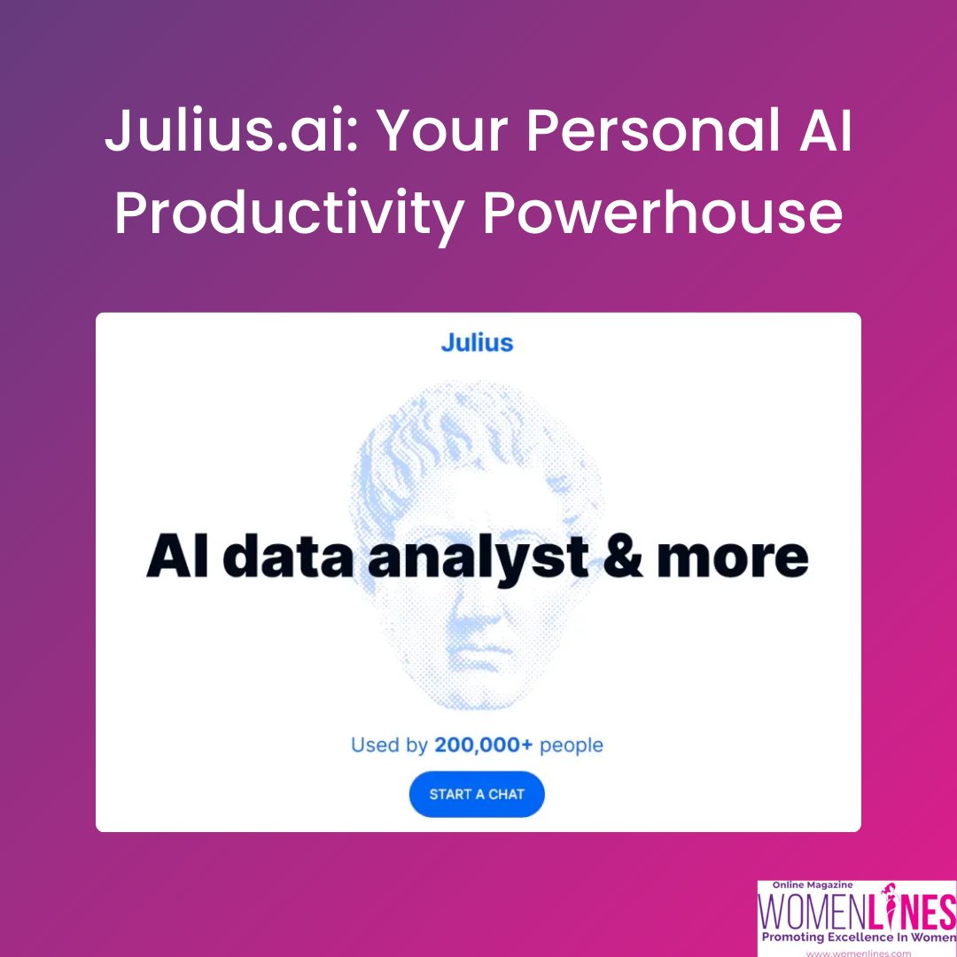 Boost productivity with Julius.ai!
To Read, shorturl.at/detyB

Subscribe online magazine womenlines.com to become a phenomenal woman! 
Email us: contact@womenlines.com!

#womenlines #womenentreprenuers #womeninbusiness #womenempowerment #AIRevolution