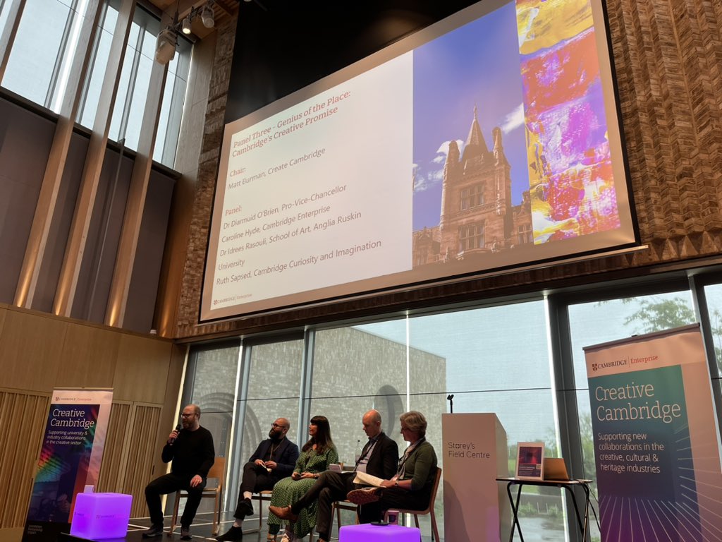 We’re back from lunch and with our last panel of the day, chaired by @MysterB from Create Cambridge & @CambJunction to dive into how Cambridge is delivering and can deliver its creative promise - the title coming from an Alexander Pope poem referring to the genius loci of a place