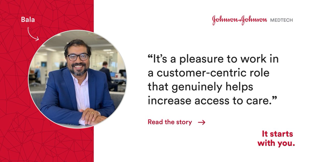 This year we're celebrating 100 years of J&J being in the UK, and the people who make #JNJ a great place to work ❤️ Learn more about how Bala Balaguru is using his diverse industry experience to lead External Affairs for MedTech today: bit.ly/49iO3Mu #MedTech