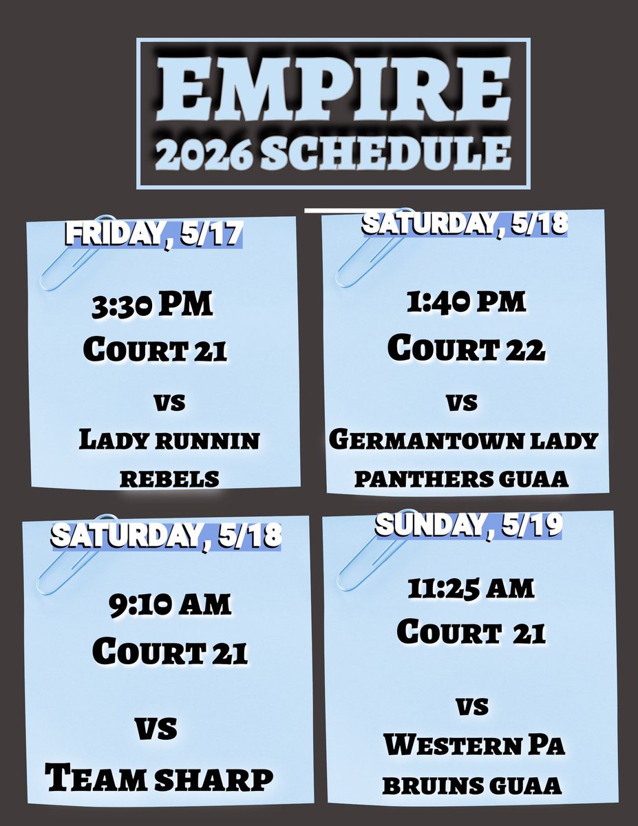 Schedule for AC this weekend with my teammates!! So excited🩵