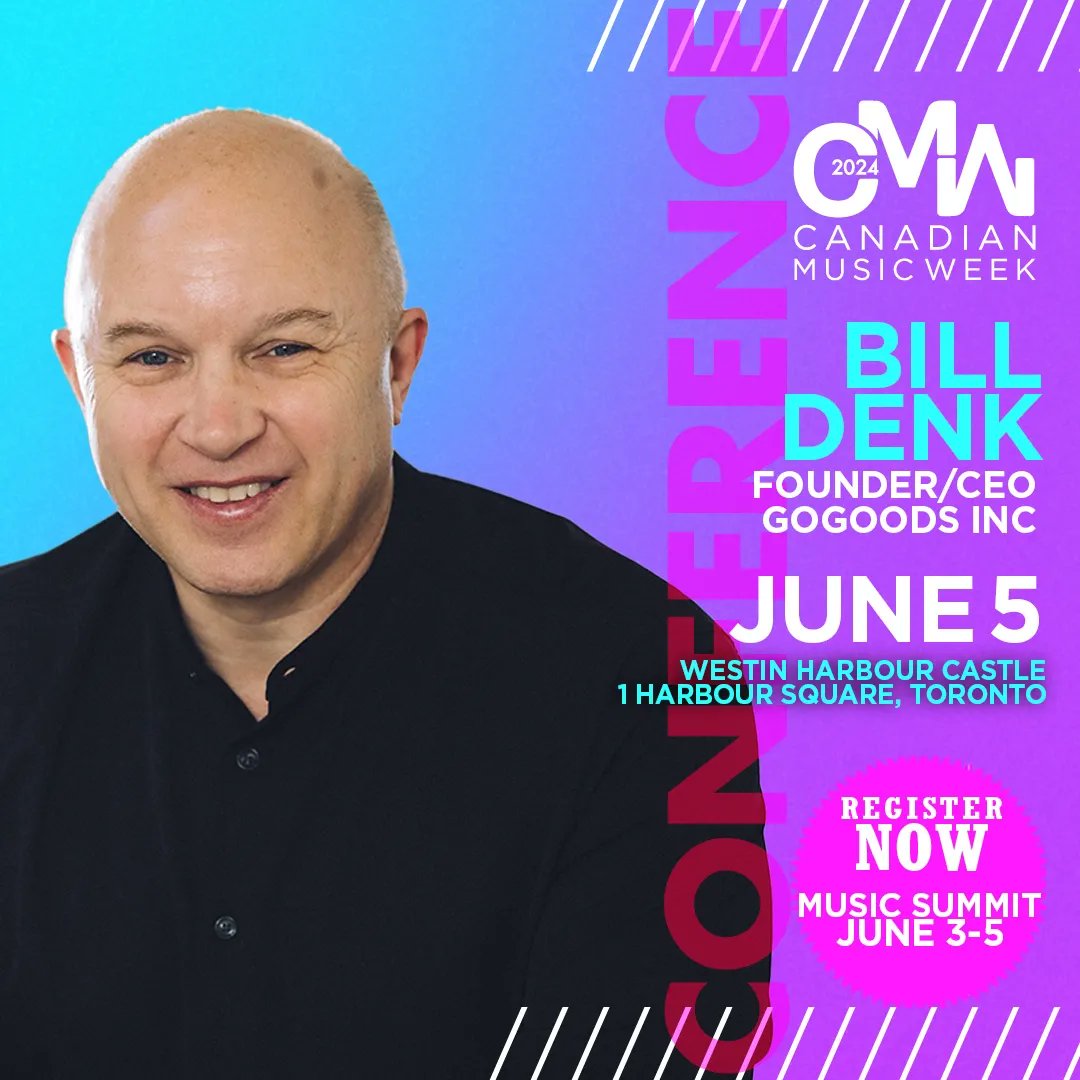 We are thrilled to announce Bill Denk, Founder/CEO, GoGoods Inc., as a speaker for #CMW2024. To see the full lineup and program schedule, visit cmw.net. Passes are on sale now! bit.ly/4cZwpAE #canadianmusicweek #music #musicsummit #toronto