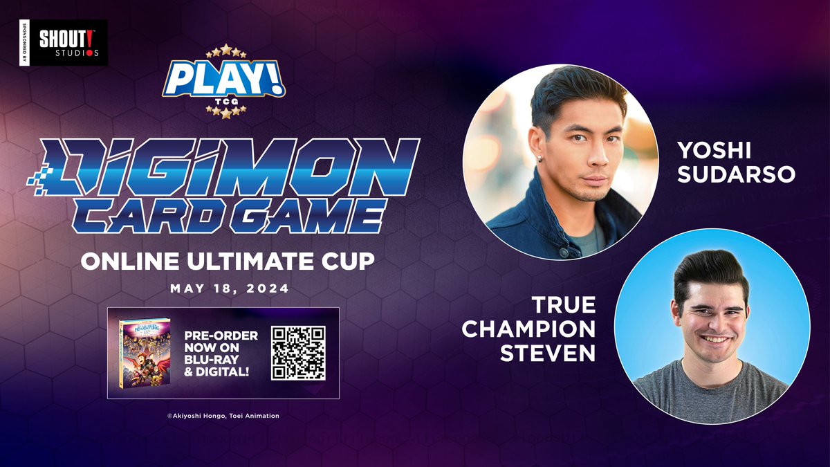 Tamers! We're excited to host our Digimon Card Game - Ultimate cup this weekend - May 18th - featuring featuring @yoshi_sudarso & @championsteven_ . This will be a special one as we talk about the upcoming release of Digimon Adventure 02: The Beginning , inspiration for the