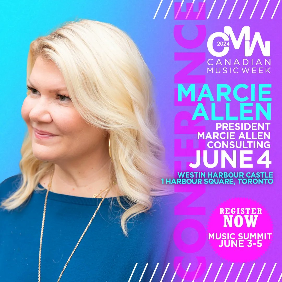 We are thrilled to announce Marcie Allen, President, Marcie Allen Consulting (MAC), as a speaker for #CMW2024. To see the full lineup and program schedule, visit cmw.net. Passes are on sale now! bit.ly/4cZwpAE #canadianmusicweek #music #musicsummit