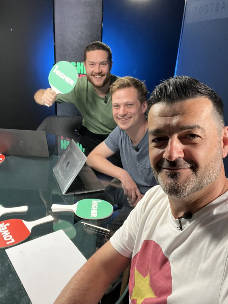 In the studio today for the final time this season with @DannWorth & @GeorgeElek It’s been a blast! 🟢 𝗛𝗶𝗴𝗵𝗲𝗿 𝗼𝗿 𝗟𝗼𝘄𝗲𝗿 🔴