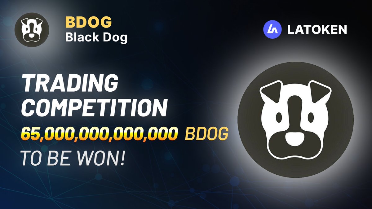 🏆 BLACK DOG (BDOG) Trading Competition on LATOKEN! ✅ Trade a minimum amount of 27,000,000,000 BDOG tokens. 🔥 600 eligible traders will get a share of 65,000,000,000,000 BDOG tokens. ✅ Share with 5 Friends and Follow. 🎁 Distribution will start on May 23, 2024 👉 JOIN